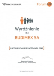 Budimex distinguished as the Responsible Employer of 2017