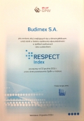 Budimex po raz kolejny w składzie Respect Index
